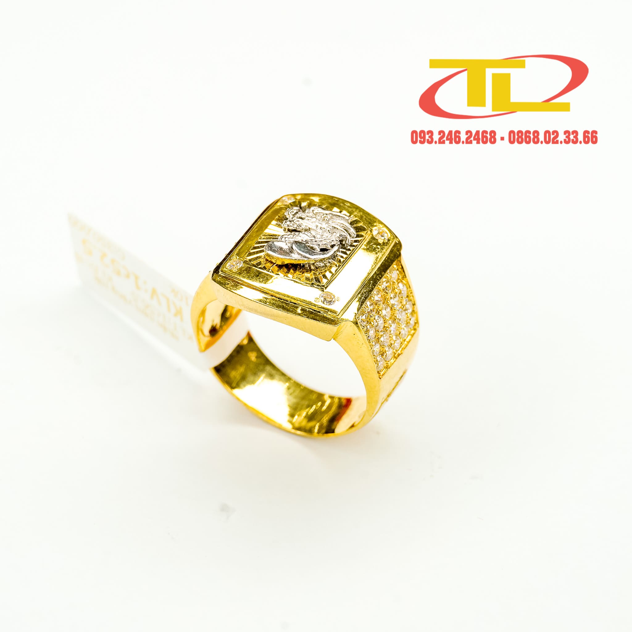 Nhẫn Nam Chữ T Vàng Vàng 10K Đá Trắng - MTN1276 | Apj.vn